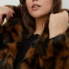 Best Oasis Plus Size Animal Faux Fur Collared Coat Brown