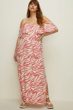 Best Oasis Plus Size Animal Printed Bardot Maxi Dress Pink