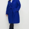 Sale Oasis Plus Size Belted Wrap Turn Up Cuff Coat Cobalt