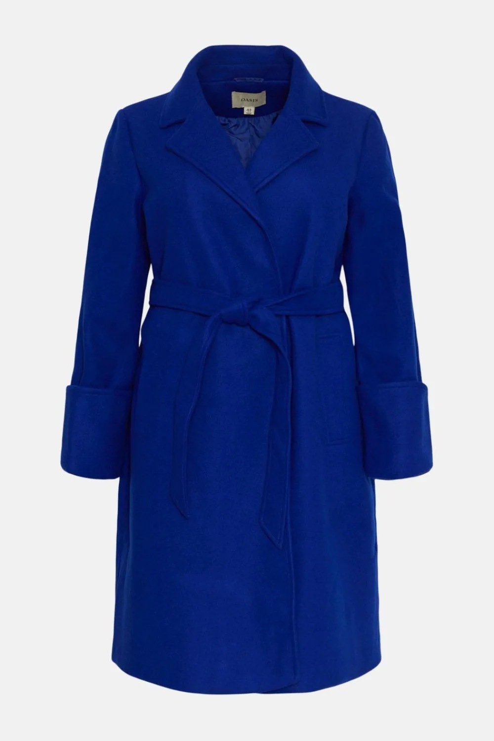 Sale Oasis Plus Size Belted Wrap Turn Up Cuff Coat Cobalt