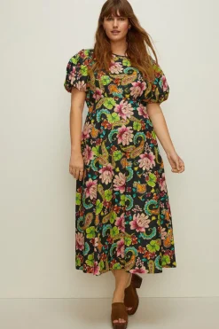 Best Oasis Plus Size Carnival Printed Puff Sleeve Dress Floral