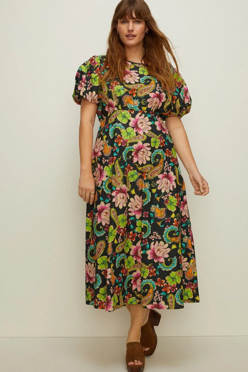 Best Oasis Plus Size Carnival Printed Puff Sleeve Dress Floral