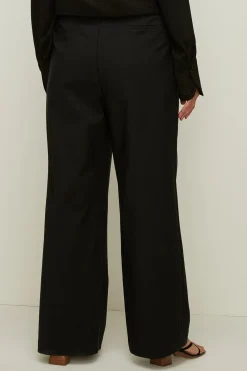 Sale Oasis Plus Size Cotton Sateen Wide Leg Trouser Black