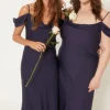 Hot Oasis Plus Size Cowl Satin Bias Midaxi Dress Navy
