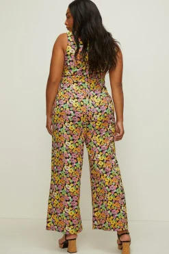 Discount Oasis Plus Size Ditsy Floral Keyhole Scuba Jumpsuit Multi