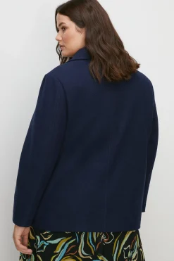 Hot Oasis Plus Size Double Breasted Pea Coat Navy