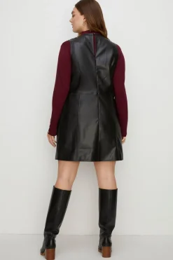 Discount Oasis Plus Size Faux Leather Shift Dress Black