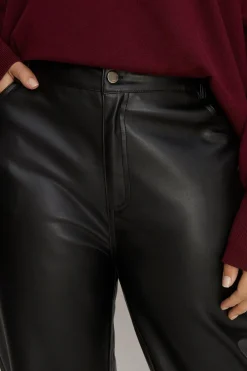 Outlet Oasis Plus Size Faux Leather Straight Leg Trouser Black