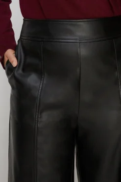 Discount Oasis Plus Size Faux Leather Wide Leg Trouser Black