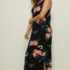 Best Oasis Plus Size Floral Printed Scoop Neck Maxi Dress Black