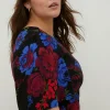Best Oasis Plus Size Floral Printed Ruched Detail Crepe Mini Dress Multi