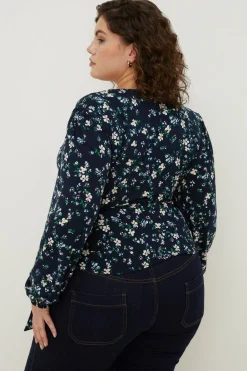 Sale Oasis Plus Size Floral Soft Touch Wrap Top Multi