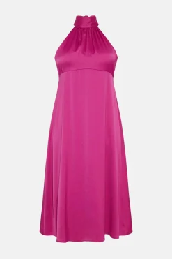 Discount Oasis Plus Size Halter Neck Midi Dress Magenta