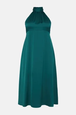 Outlet Oasis Plus Size Halter Neck Midi Dress Emerald
