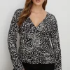 New Oasis Plus Size Jersey Animal Wrap Long Sleeve Top Mono
