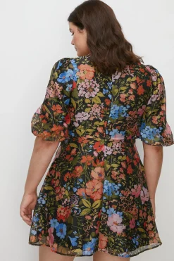 Online Oasis Plus Size Keyhole Organza Mini Dress Black