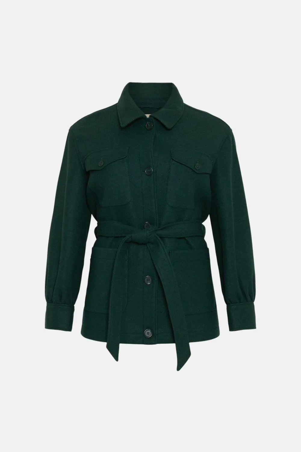 New Oasis Plus Size Knit Back Pocket Detail Overshirt Forest