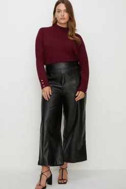 Fashion Oasis Plus Size Knitted Funnel Neck Jumper Berry