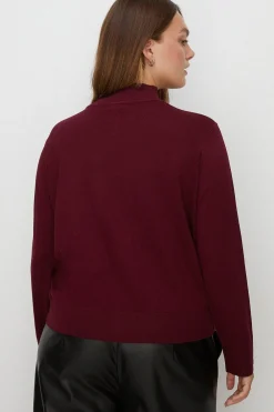 Fashion Oasis Plus Size Knitted Funnel Neck Jumper Berry
