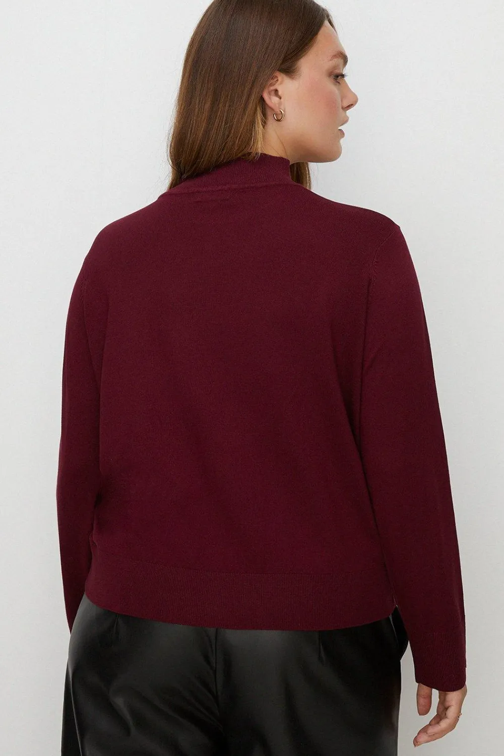 Fashion Oasis Plus Size Knitted Funnel Neck Jumper Berry