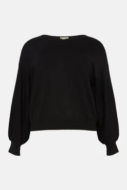 Online Oasis Plus Size Knitted Slash Neck Jumper Black