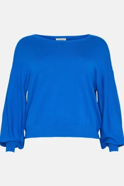 Online Oasis Plus Size Knitted Slash Neck Jumper Cobalt