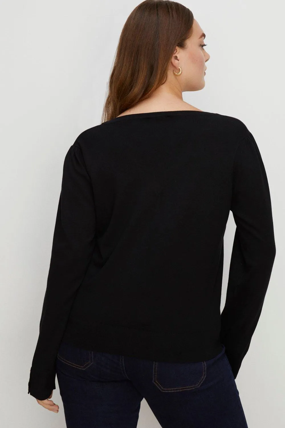 Hot Oasis Plus Size Knitted V Neck Jumper Black