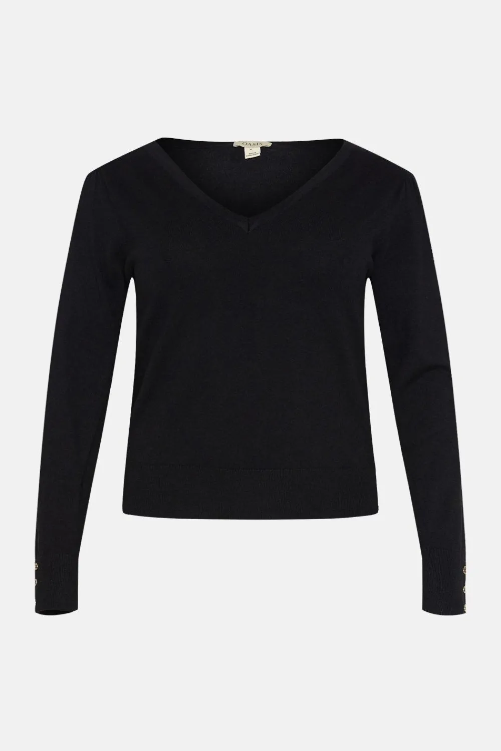 Hot Oasis Plus Size Knitted V Neck Jumper Black