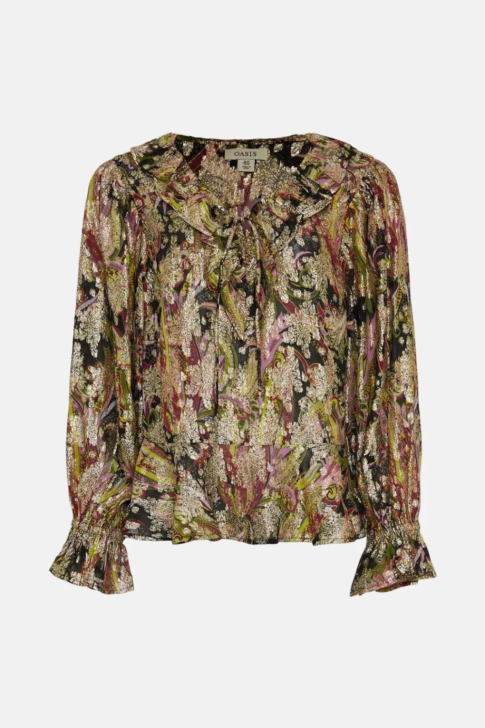Hot Oasis Plus Size Metallic Paisley Printed Blouse Multi