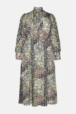 Sale Oasis Plus Size Mixed Printed Pussybow Midi Dress Multi