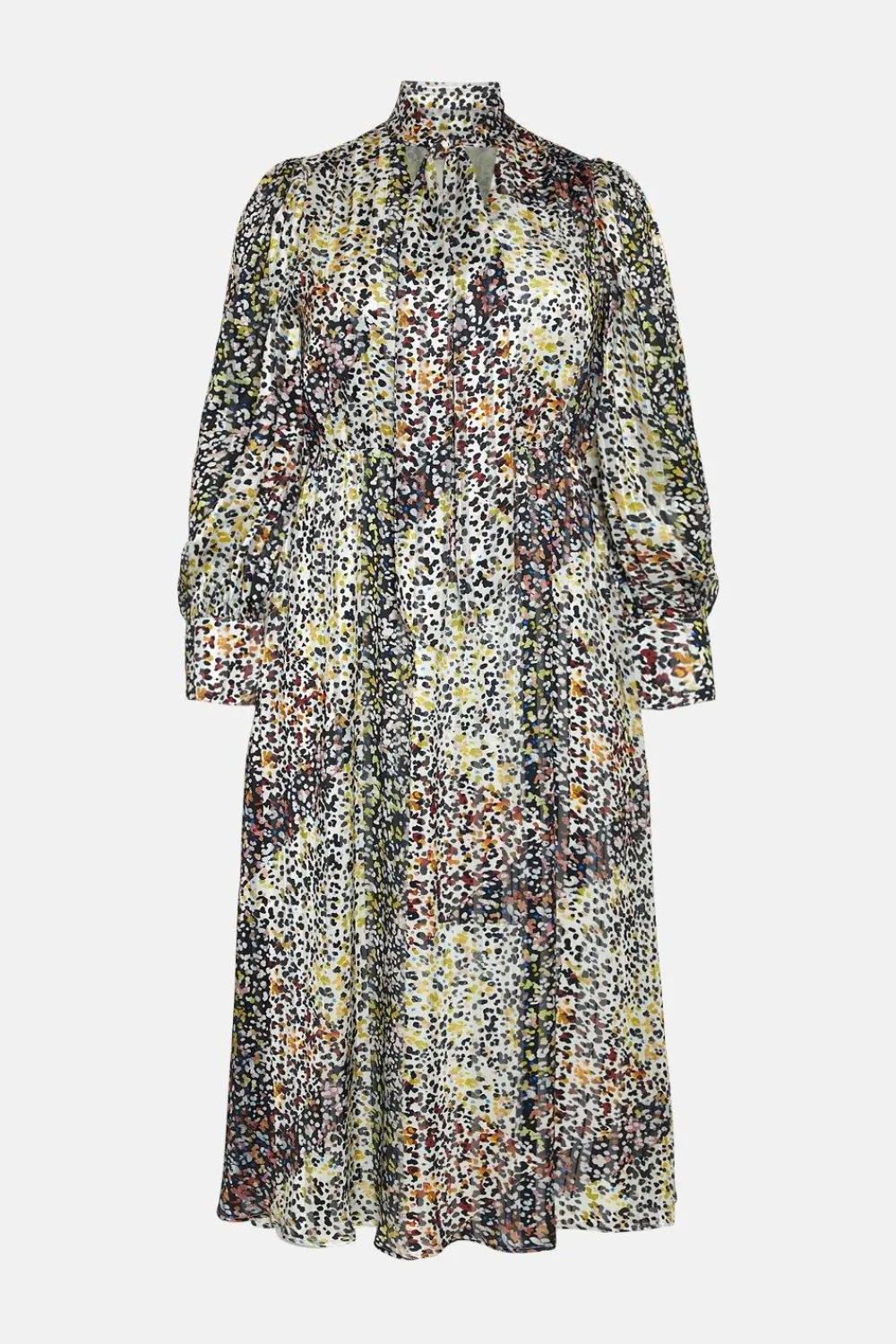Sale Oasis Plus Size Mixed Printed Pussybow Midi Dress Multi