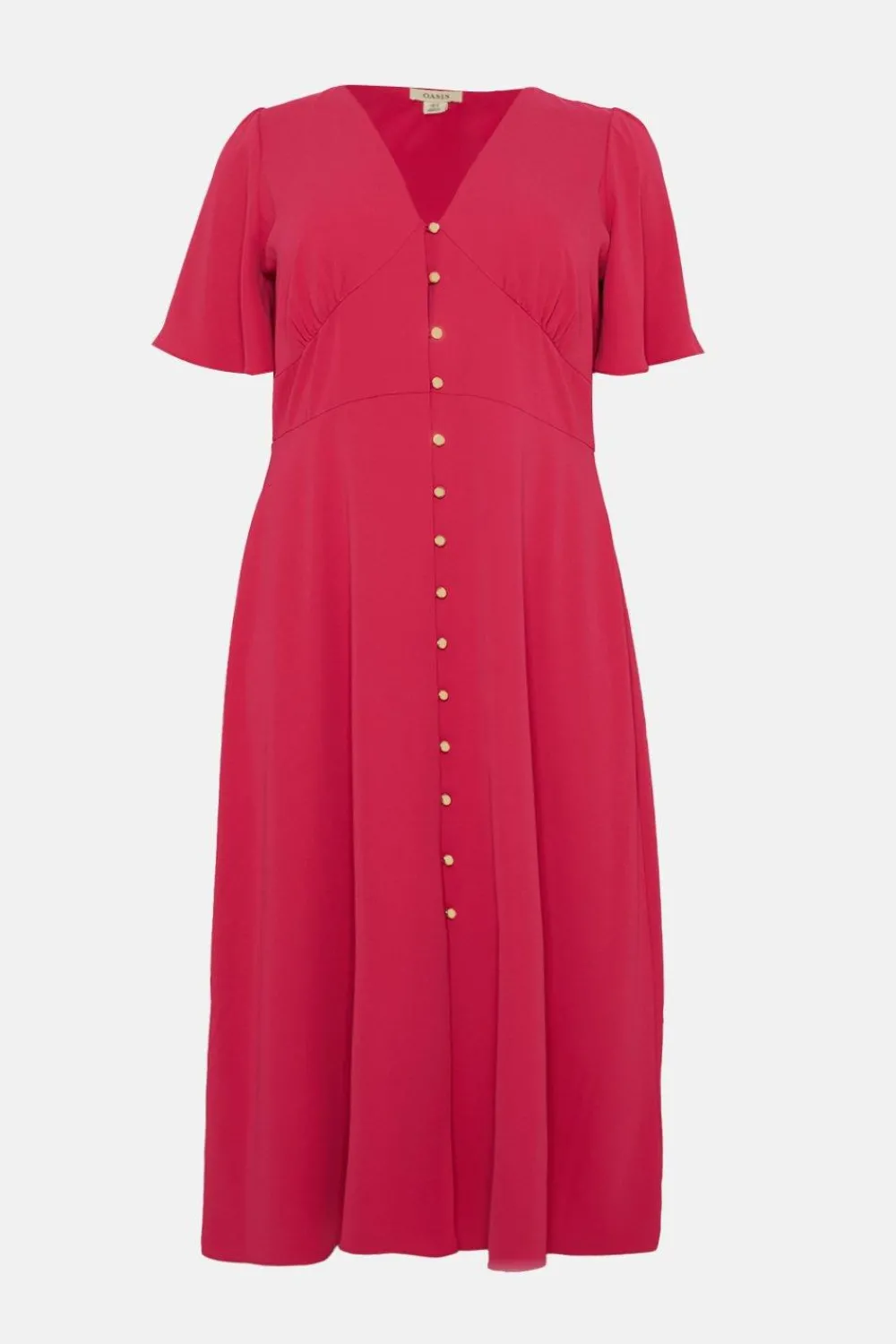 Discount Oasis Plus Size Premium Crepe Midi Tea Dress Pink