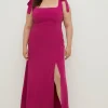 Best Oasis Plus Size Premium Crepe Tie Shoulder Midi Dress Pink