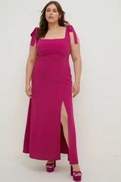 Best Oasis Plus Size Premium Crepe Tie Shoulder Midi Dress Pink