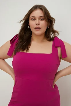 Best Oasis Plus Size Premium Crepe Tie Shoulder Midi Dress Pink