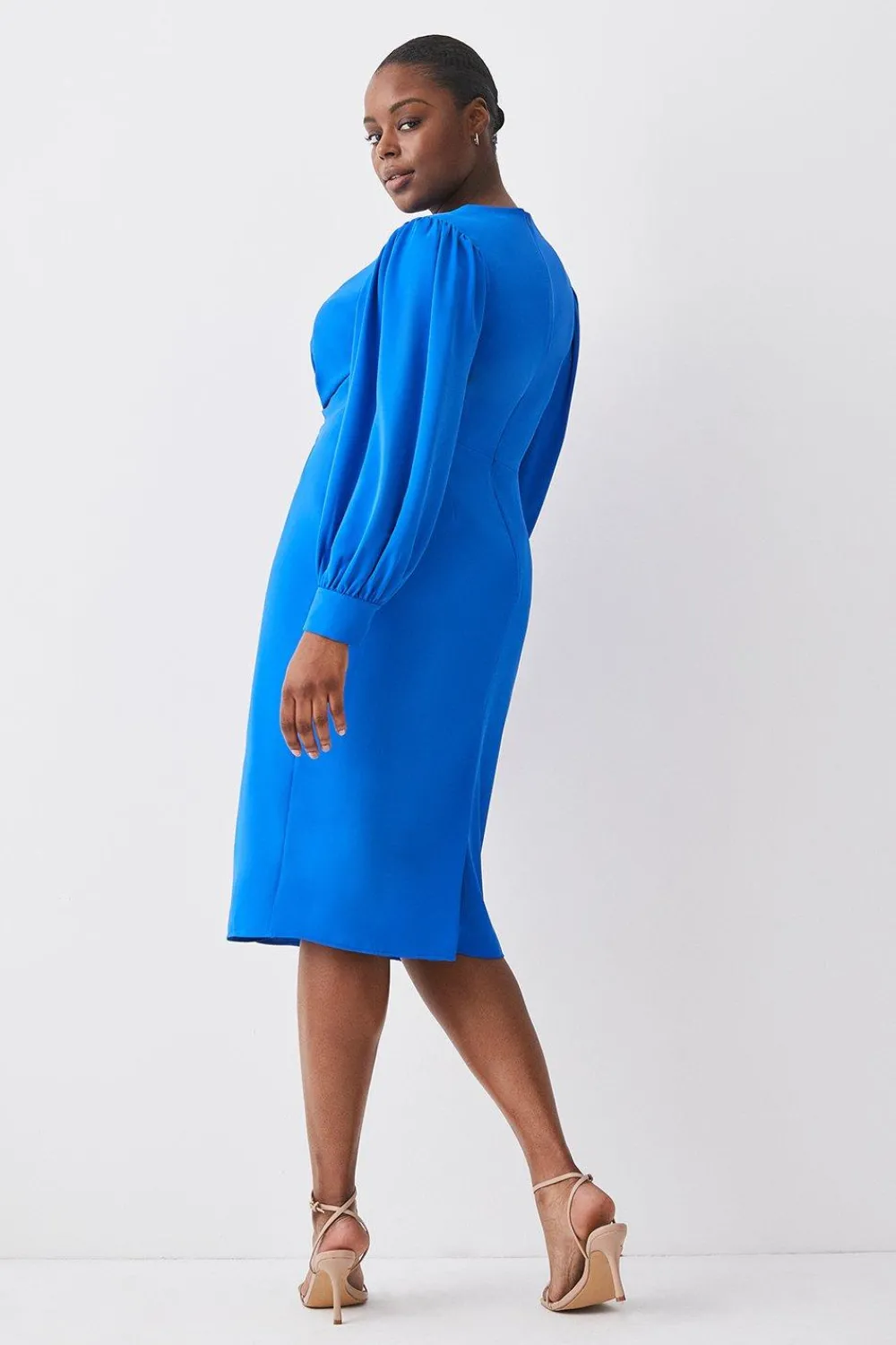 Outlet Oasis Plus Size Premium Crepe Twist Front Midi Dress Cobalt
