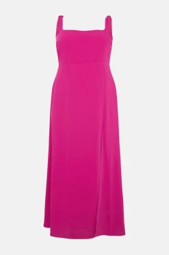 Best Oasis Plus Size Premium Crepe Tie Shoulder Midi Dress Pink