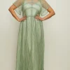 Discount Oasis Plus Size Premium Delicate Lace Maxi Dress Sage