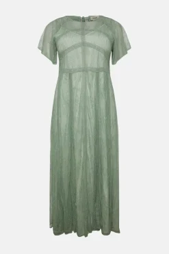 Discount Oasis Plus Size Premium Delicate Lace Maxi Dress Sage