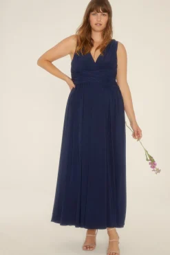 Discount Oasis Plus Size Premium Jersey Ruched Maxi Dress Navy