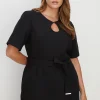 Sale Oasis Plus Size Premium Keyhole Belted Mini Dress Black