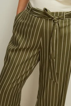 Fashion Oasis Plus Size Printed Wide Leg Trouser Khaki