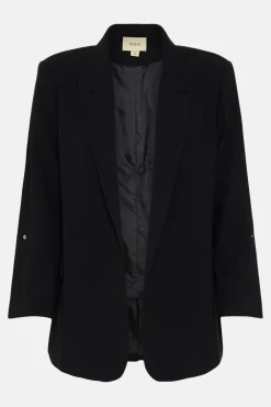 Hot Oasis Plus Size Roll Sleeve Tailored Blazer Black