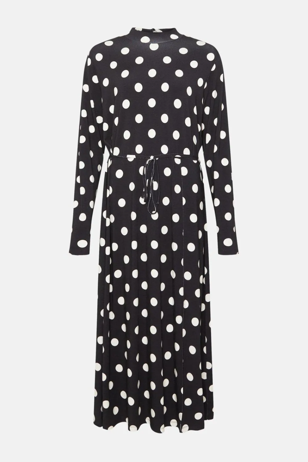 Hot Oasis Plus Size Spot Funnel Neck Belted Midi Black