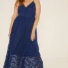 Sale Oasis Plus Size Strappy Lace Midaxi Dress Navy