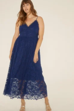 Sale Oasis Plus Size Strappy Lace Midaxi Dress Navy