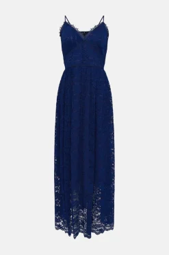 Sale Oasis Plus Size Strappy Lace Midaxi Dress Navy