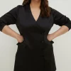 Fashion Oasis Plus Size Stretch Satin Tailored Blazer Dress Black