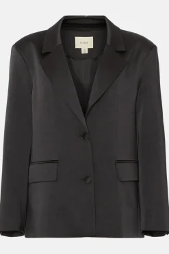 Fashion Oasis Plus Size Stretch Satin Tailored Blazer Dress Black