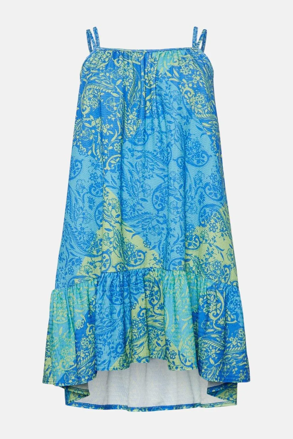 Sale Oasis Plus Size Textured Scarf Print Tie Back Mini Dress Blue